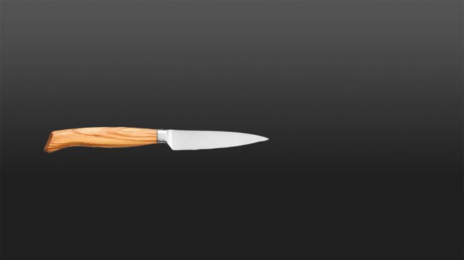 
                    Le manche du couteau d’office Wok est fabriqué en bois d'olivier veiné