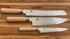 
                    Shun White Chef's Knife with bread knife and utility knife