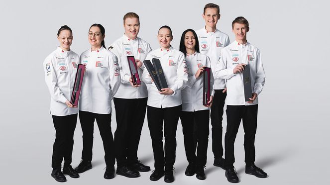 
                    Porte-couteau noyer de Kai, partenaire de l'équipe nationale suisse junior des cuisiniers