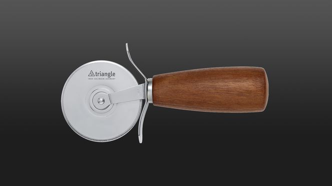 
                    triangle® pizza cutter with walnut wood handle