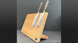 Oak/Walnut wood, Magnetic knife board oak