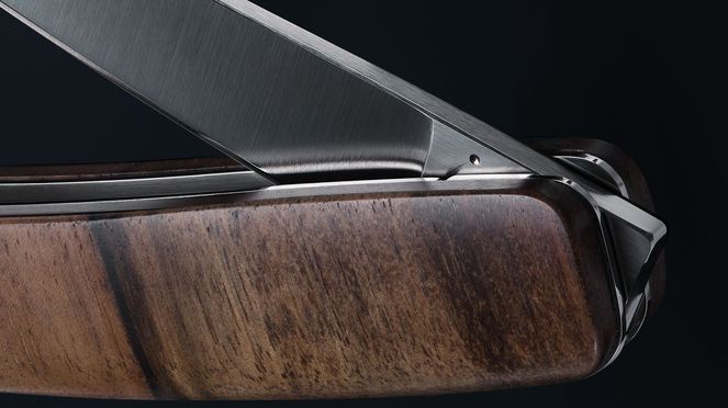 
                    Couteau de poche suisse noyer avec lame en acier chirurgical