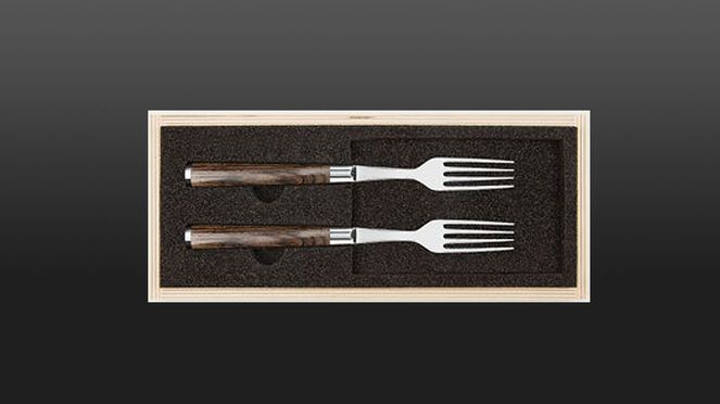 
                    Shun Premier Fork Set in wooden packaging