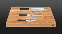 Oak/Walnut wood, Knife set with cutting board