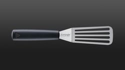 cranked, slotted spatula