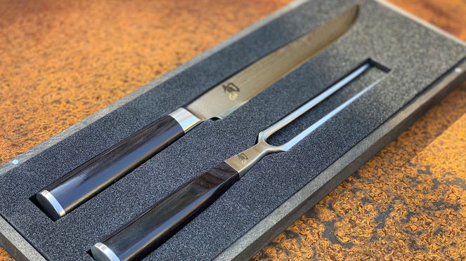 
                    Carving knife set with carving knife and meat fork