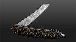 Steak knife, Pocket knife damask carbon/gold