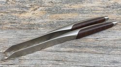 Oak/Walnut wood, swiss knife steak knife set of 2