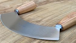 Kräuter Messer, Wiegemesser mit Holzgriff