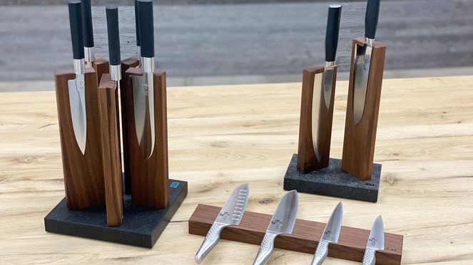 Range Couteaux et Ustensiles de Cuisine – Bois de Noyer - Bloc de couteaux