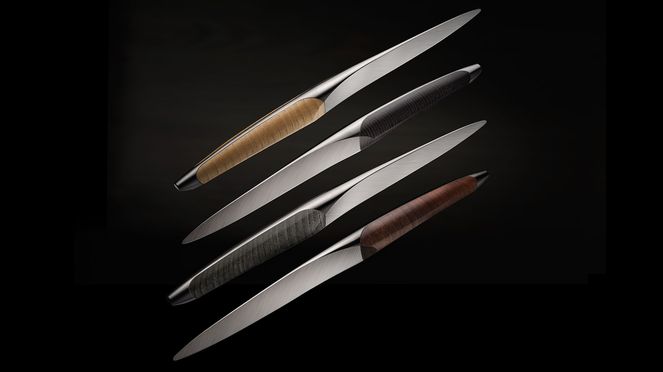
                    Assorted table knife set: custom knife from the sknife manufactory in Biel