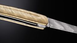Clasp knife, Pocket knife full damask gold-coloured